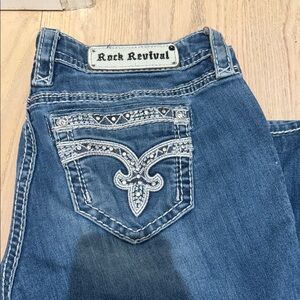Boot Easy Rock Revival Indigo Jeans with Embroidered Pockets